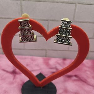 849.  Vintage Unique Silver Tone Clip-On Earrings